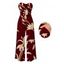 Vacation Jumpsuit Golden Hand‑Drawn Orchid Floral Print Pocket Off the Shoulder Jumpsuit - Rouge foncé XXL | US 14