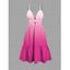 Vacation Dress Ombre Print Cut Out Tired Plunging Neck Flowy Dress - Bleu XXL | US 14