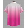 Men's Vacation Shirt Ombre Print Button Up Casual Shirt - Rose Vif 5XL