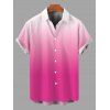 Men's Vacation Shirt Ombre Print Button Up Casual Shirt - Rose Vif 5XL