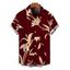 Men's Vacation Shirt Golden Hand‑Drawn Orchid Floral Print Button Up Shirt - Rouge foncé 5XL