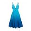 Vacation Dress Ombre Print Cut Out Tired Plunging Neck Flowy Dress - Bleu XXL | US 14