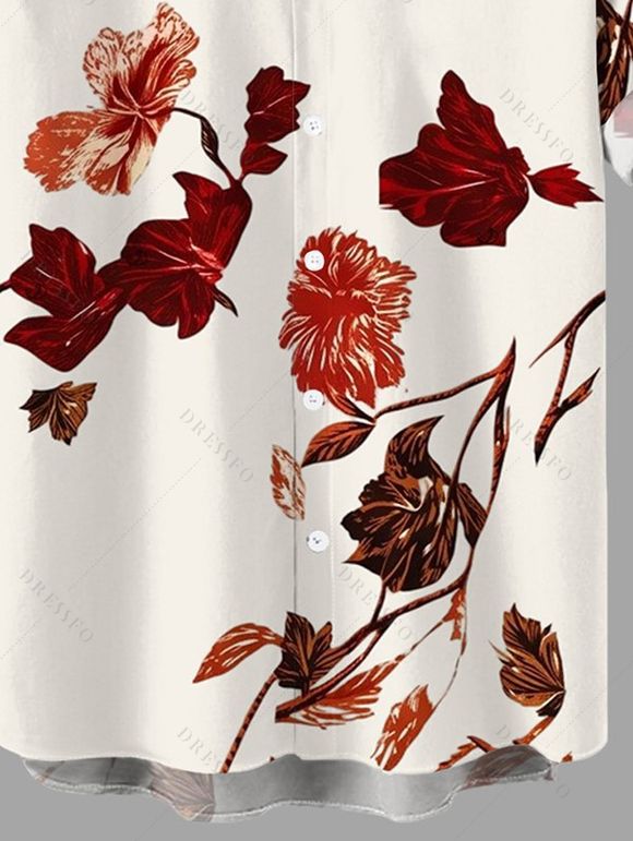 Men's Vacation Shirt Gradient Autumn Leaf Pattern Button Up Shirt - Abricot 5XL