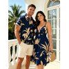 Vacation Couple Outfit Lily Floral Print Cut Out Plunging Neck Tired Flowy Dress and Shirt Set