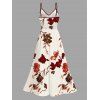 Vacation Dress Gradient Autumn Leaf Pattern Lace Hollow Out Slit Dress - Abricot M | US 6