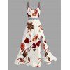 Vacation Dress Gradient Autumn Leaf Pattern Lace Hollow Out Slit Dress - Abricot XXXXL | US 18