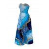 Vacation Jumpsuit Colorblock Marbled Sequined Printed Bowknot Pocket Off the Shoulder Jumpsuit - Bleu S | US 4
