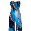 Vacation Jumpsuit Colorblock Marbled Sequined Printed Bowknot Pocket Off the Shoulder Jumpsuit - Bleu M | US 6