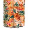 Men's Vacation for Beach Shirt Tropical Hibiscus Floral Monstera Leaf Print Button Up Shirt - Orange 5XL