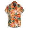 Men's Vacation for Beach Shirt Tropical Hibiscus Floral Monstera Leaf Print Button Up Shirt - Orange 5XL