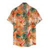 Vacation for Beach Couple Outfit Tropical Hibiscus Floral Monstera Leaf Print Lace Hollow Out Slit Dress and Shirt Set - Orange S | US 4