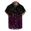 Vacation Couple Outfit Ombre Rhinestone Curve Line Print Spaghetti Strap Bodycon Dress and Shirt Set - Noir S | US 4