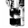 Vacation Couple Outfit Monochrome Distressed Ink Geometric Print Spaghetti Strap Bodycon Dress and Shirt Set - Noir S | US 4