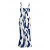 Vacation Couple Outfit Contrast Color Ink Wash Irregular Brush Stroke Print Spaghetti Strap Bodycon Dress and Shirt Set - Bleu profond S | US 4