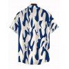 Vacation Couple Outfit Contrast Color Ink Wash Irregular Brush Stroke Print Spaghetti Strap Bodycon Dress and Shirt Set - Bleu profond S | US 4