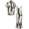 Vacation Couple Outfit Contrast Color Ink Wash Irregular Brush Stroke Print Spaghetti Strap Bodycon Dress and Shirt Set - Noir S | US 4