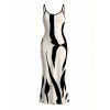 Vacation Couple Outfit Contrast Color Ink Wash Irregular Brush Stroke Print Spaghetti Strap Bodycon Dress and Shirt Set - Noir S | US 4