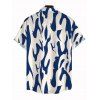 Men's Vacation Shirt Contrast Color Ink Wash Irregular Brush Stroke Print Button Up Shirt - Bleu profond 5XL