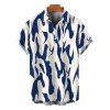 Men's Vacation Shirt Contrast Color Ink Wash Irregular Brush Stroke Print Button Up Shirt - Bleu profond 5XL
