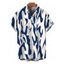 Men's Vacation Shirt Contrast Color Ink Wash Irregular Brush Stroke Print Button Up Shirt - Bleu profond 5XL