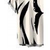 Men's Vacation Shirt Contrast Color Ink Wash Irregular Brush Stroke Print Button Up Shirt - Noir 5XL