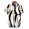 Men's Vacation Shirt Contrast Color Ink Wash Irregular Brush Stroke Print Button Up Shirt - Noir 5XL