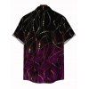 Men's Vacation Shirt Ombre Rhinestone Curve Line Print Button Up Shirt - Noir 5XL