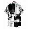 Men's Vacation Shirt Monochrome Distressed Ink Geometric Print Button Up Shirt - Noir 5XL