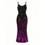 Party Dress Ombre Rhinestone Curve Line Print Spaghetti Strap Bodycon Prom Dress - Noir XXL | US 14