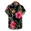 Men's Vacation Shirt Gold Chain Tropical Hibiscus Floral Palm Leaf Print Button Up Shirt - Noir 5XL