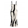 Vacation Dress Contrast Color Ink Wash Irregular Brush Stroke Print Spaghetti Strap Bodycon Dress - Noir XXL | US 14