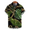 Men's Beach Vacation Shirt Golden Chain Monstera Leaf Print Button Up Shirt - Noir 5XL