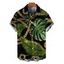 Men's Beach Vacation Shirt Golden Chain Monstera Leaf Print Button Up Shirt - Noir 5XL