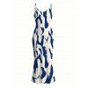 Vacation Dress Contrast Color Ink Wash Irregular Brush Stroke Print Spaghetti Strap Bodycon Dress - Bleu profond XXL | US 14