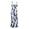 Vacation Dress Contrast Color Ink Wash Irregular Brush Stroke Print Spaghetti Strap Bodycon Dress - Bleu profond XXL | US 14