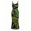 Beach Vacation Dress Golden Chain Monstera Leaf Print Spaghetti Strap Bodycon Maxi Dress - Noir XXL | US 14