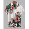Hawaiian Vacation Couple Outfit Tropical Hibiscus Floral Monstera Leaf Print Spaghetti Strap Bodycon Dress and Shirt Set - PLANT GREEN S | US 4
