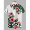Hawaiian Vacation Couple Outfit Tropical Hibiscus Floral Monstera Leaf Print Spaghetti Strap Bodycon Dress and Shirt Set - PLANT GREEN S | US 4