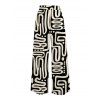 Casual Pants Abstract Geometric Print Tied Pocket Wide Leg Pants - Noir XXXL | US 16