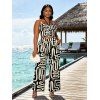 Casual Pants Abstract Geometric Print Tied Pocket Wide Leg Pants - Noir XXXXL | US 18