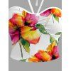 Vacation Cropped Tank Top Watercolor Floral Print Cinched Halter Tank Top - multicolor S | US 4