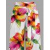 Vacation Pants Watercolor Floral Print Tied Pocket Wide Leg Pants - multicolor M | US 6