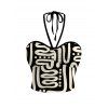 Casual Couple Outfit Abstract Geometric Print Cinched Halter Cropped Tank Top Tied Wide Leg Jumpsuit and Shirt Set - Noir S | US 4