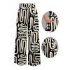 Casual Couple Outfit Abstract Geometric Print Cinched Halter Cropped Tank Top Tied Wide Leg Jumpsuit and Shirt Set - Noir S | US 4
