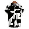 Men's Casual Shirt Monochrome Irregular Geometric Print Button Up Shirt - Noir 5XL