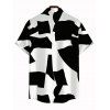 Men's Casual Shirt Monochrome Irregular Geometric Print Button Up Shirt - Noir 5XL