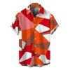 Men's Vacation Shirt Vintage Colorblock Geometric Print Button Up Shirt - Orange vif 5XL