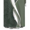 Men's Hawaiian Vacation Shirt Palm Leaf Abstract Curve Line Print Button Up Shirt - Vert Armée 5XL