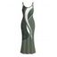 Hawaiian Vacation Dress Palm Leaf Abstract Curve Line Print Spaghetti Strap Bodycon Dress - PLANT GREEN XXL | US 14