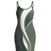 Hawaiian Vacation Dress Palm Leaf Abstract Curve Line Print Spaghetti Strap Bodycon Dress - PLANT GREEN XXL | US 14